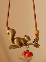 Vintage Squirrel Red Beans Necklace by migunica