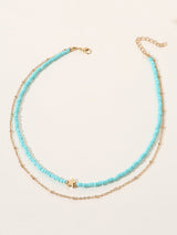 Beaded Chains Contrast Color Double Layered Dainty Necklace Necklaces Accessories by migunica