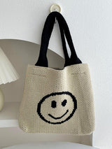 Smiley Face Pattern Woven Handbag by migunica