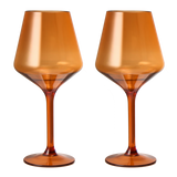 Floating Wine Glasses for Pool - Set of 2-15 OZ Shatterproof Poolside Wine Glasses, Tritan Plastic Reusable, Beach Outdoor Cocktail, Wine, Champagne, Water Glassware Spring Summer (Burnt Orange) by The Wine Savant