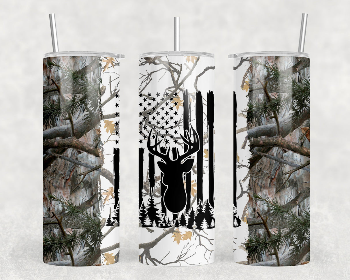 Camo Deer |Skinny Tumbler|Optional Bluetooth Speaker| Speaker Color Varies by Rowdy Ridge Co