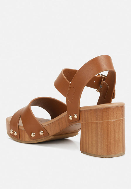 campbell faux leather textured block heel sandals by London Rag