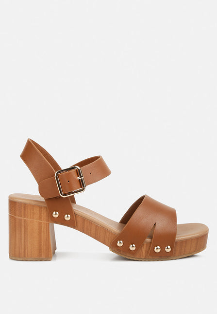 campbell faux leather textured block heel sandals by London Rag