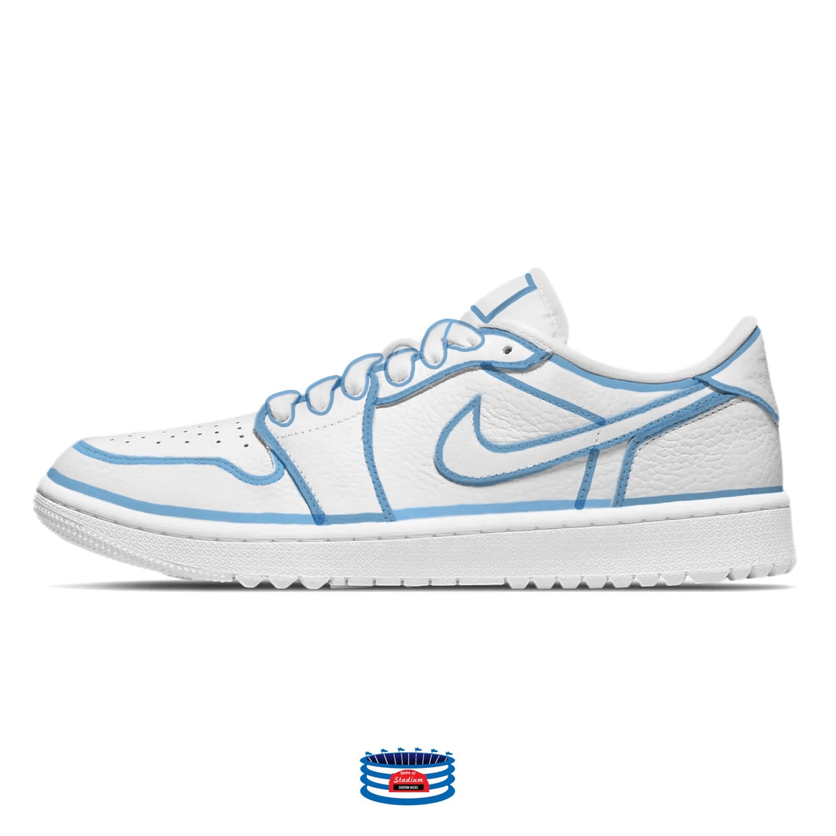 "Carolina Blue Lines" Jordan 1 Golf Shoes by Stadium Custom Kicks