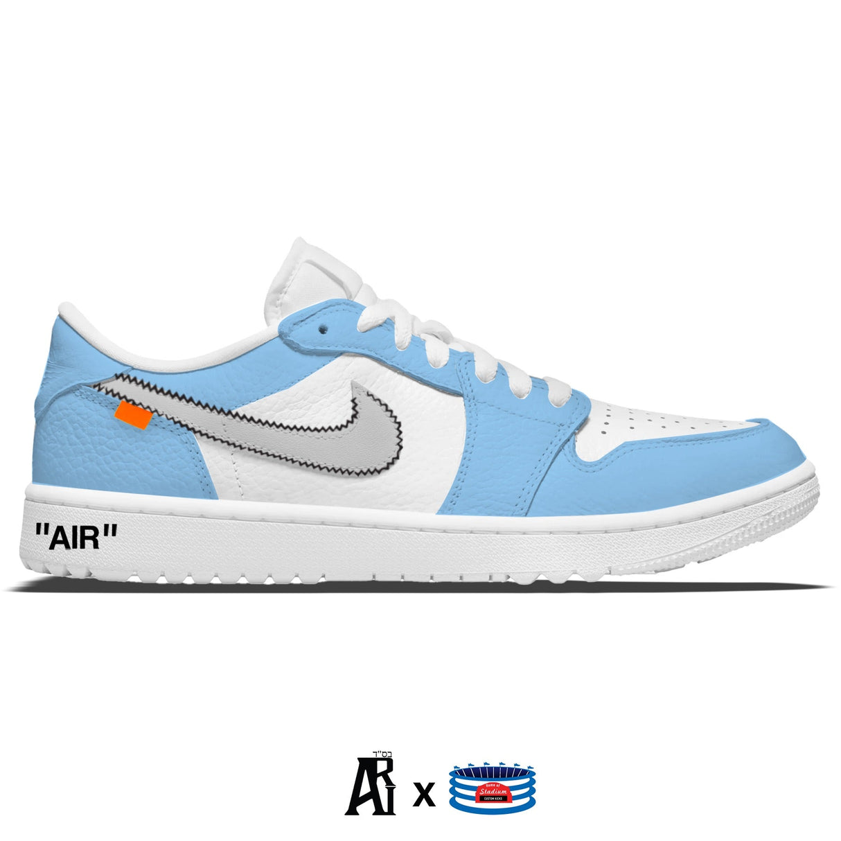 "Carolina Force OW" Jordan 1 Golf Shoes by Stadium Custom Kicks