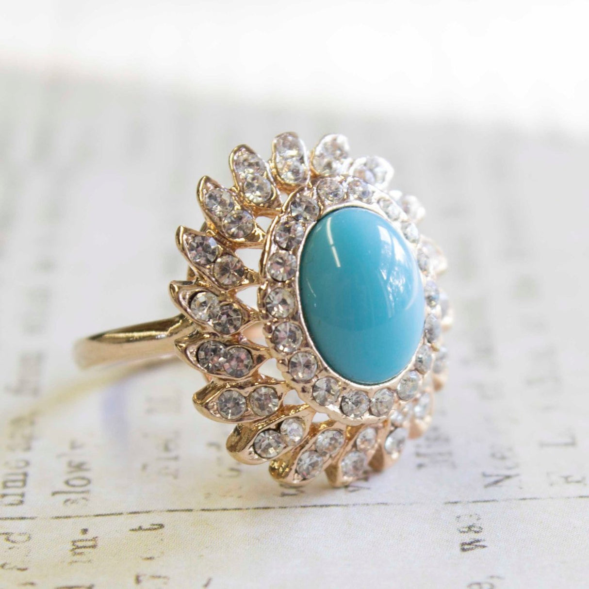 Vintage Jewelry Pinfire Opal Cocktail Ring in a 18k Gold Electroplated Setting Made in the USA by PVD Vintage Jewelry