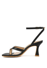 CELTY Ankle Strap Spool Heel Thong Sandals - Vysn