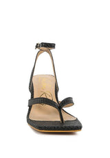 CELTY Ankle Strap Spool Heel Thong Sandals - Vysn