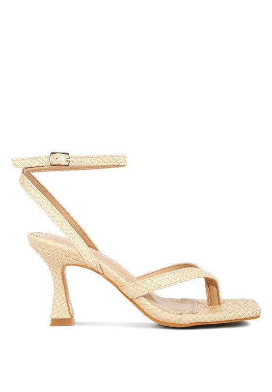 CELTY Ankle Strap Spool Heel Thong Sandals - Vysn