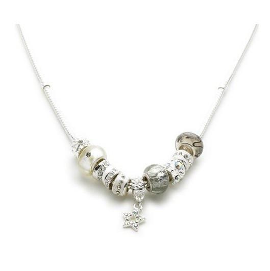 Silver Plated 'Champagne Glamour' Charm Bead Necklace by Liberty Charms USA