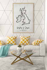 Couples United Kingdom Map with Special Dates & Heart Personalised 2022 Wall Decor Print with 10 New Styles by WinsterCreations™ Official Store