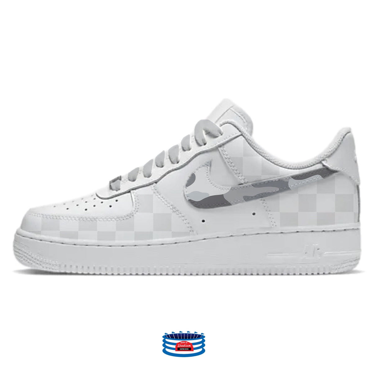 "Checkered Camo" Nike Air Force 1 Low Shoes by Stadium Custom Kicks