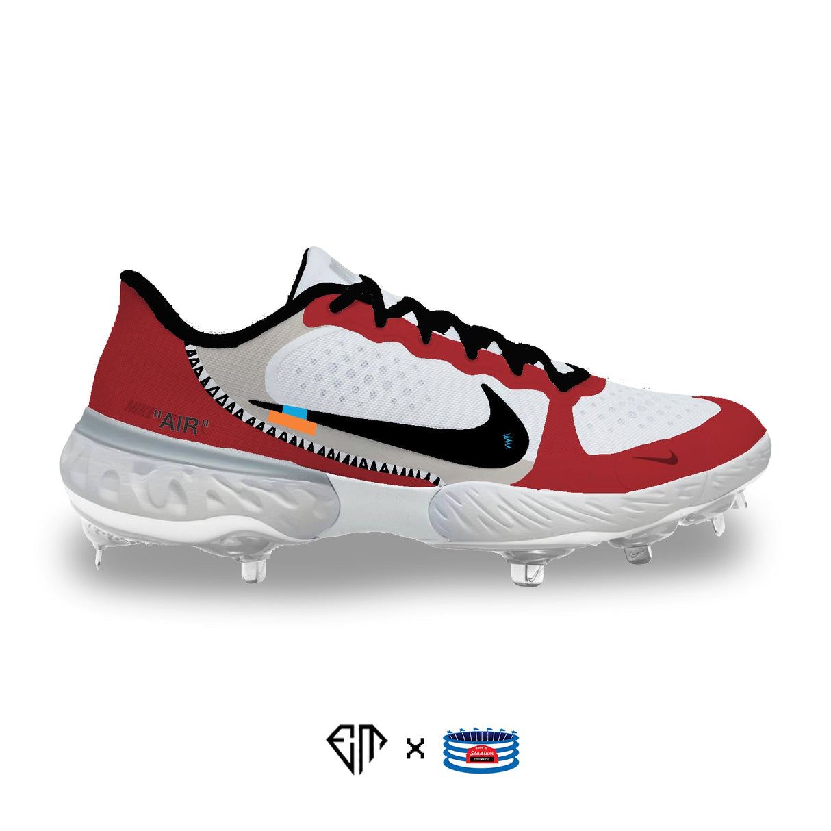 "Chicago OW" Nike Alpha Huarache Elite 3 Low Cleats by Stadium Custom Kicks