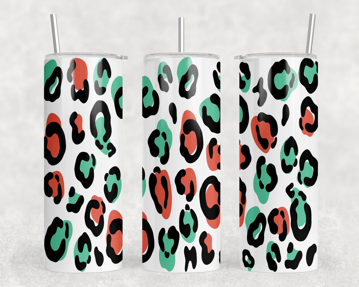 Christmas Leopard Print|Skinny Tumbler|Optional Bluetooth Speaker| Speaker Color Varies by Rowdy Ridge Co