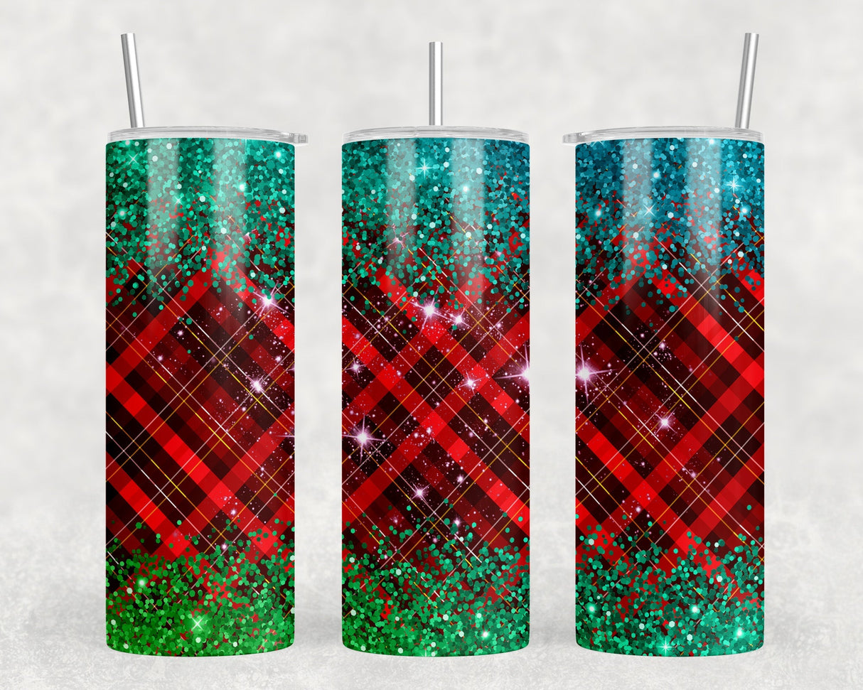 Christmas Plaid|Skinny Tumbler|Optional Bluetooth Speaker| Speaker Color Varies by Rowdy Ridge Co