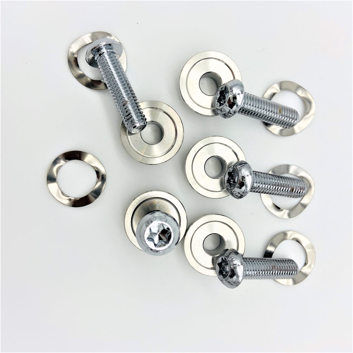 Chrome Rotor Bolt Kit (5 pcs.) for Harley by GeezerEngineering LLC