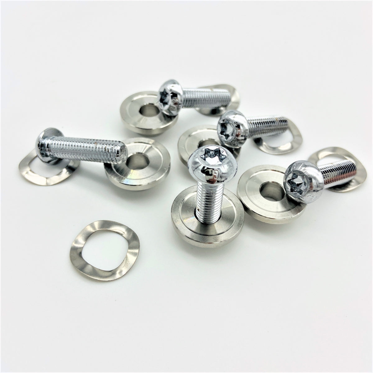 Chrome Rotor Bolt Kit (5 pcs.) for Harley by GeezerEngineering LLC