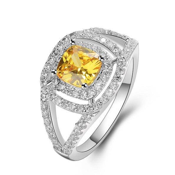 Citrine Ring for Women with Crystal Accent Stones by Hollywood Sensation®