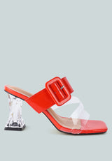 city girl buckle detail clear spool heel sandals by London Rag