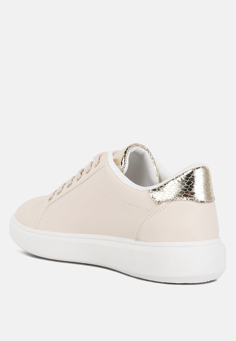 Claude Faux Leather Back Panel Detail Sneakers by London Rag