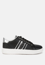 Claude Faux Leather Back Panel Detail Sneakers by London Rag