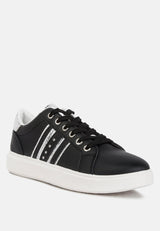 Claude Faux Leather Back Panel Detail Sneakers by London Rag