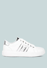 Claude Faux Leather Back Panel Detail Sneakers by London Rag