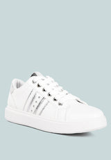 Claude Faux Leather Back Panel Detail Sneakers by London Rag