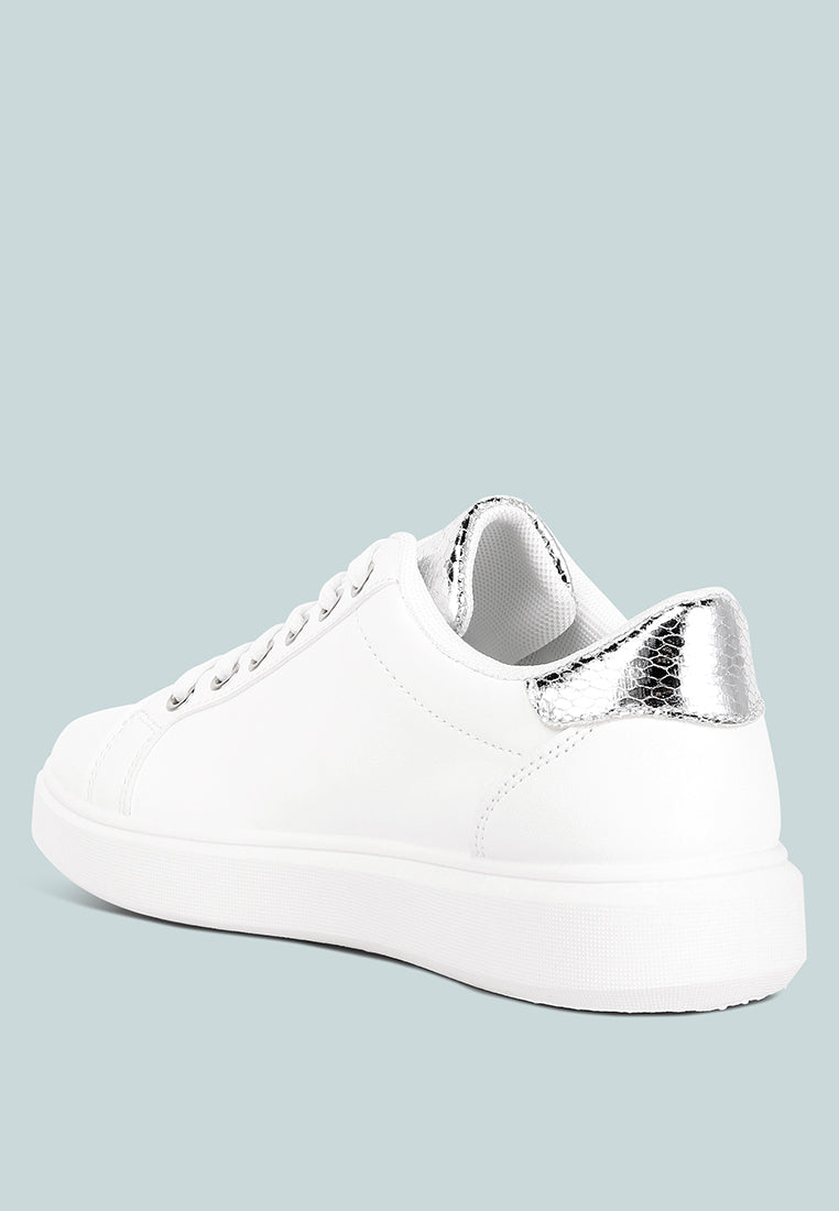 Claude Faux Leather Back Panel Detail Sneakers by London Rag