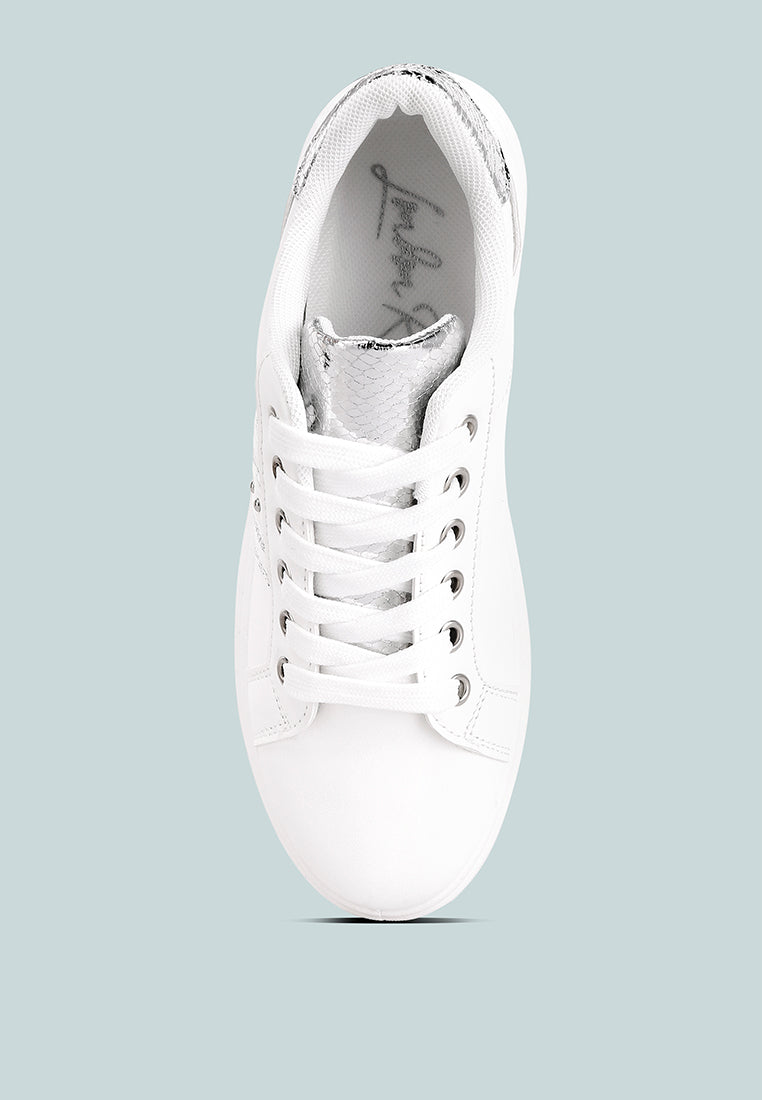 Claude Faux Leather Back Panel Detail Sneakers by London Rag