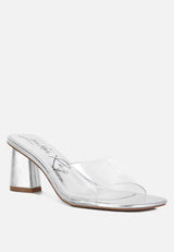 clear flirt clear strap slip on heel sandals by London Rag