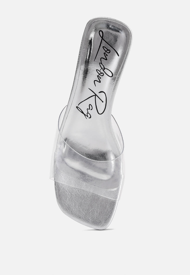 clear flirt clear strap slip on heel sandals by London Rag