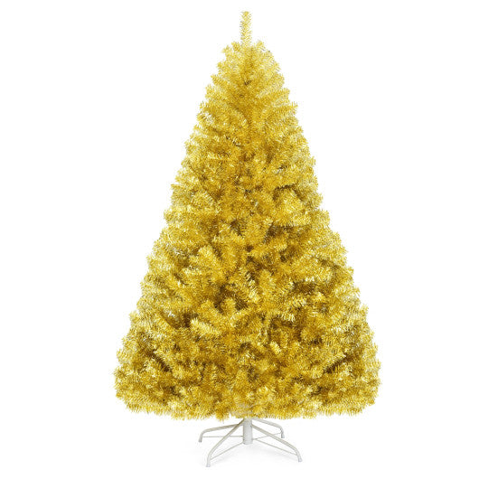 6/7.5 Feet Artificial Tinsel Christmas Tree Hinged with Foldable Stand-6 ft