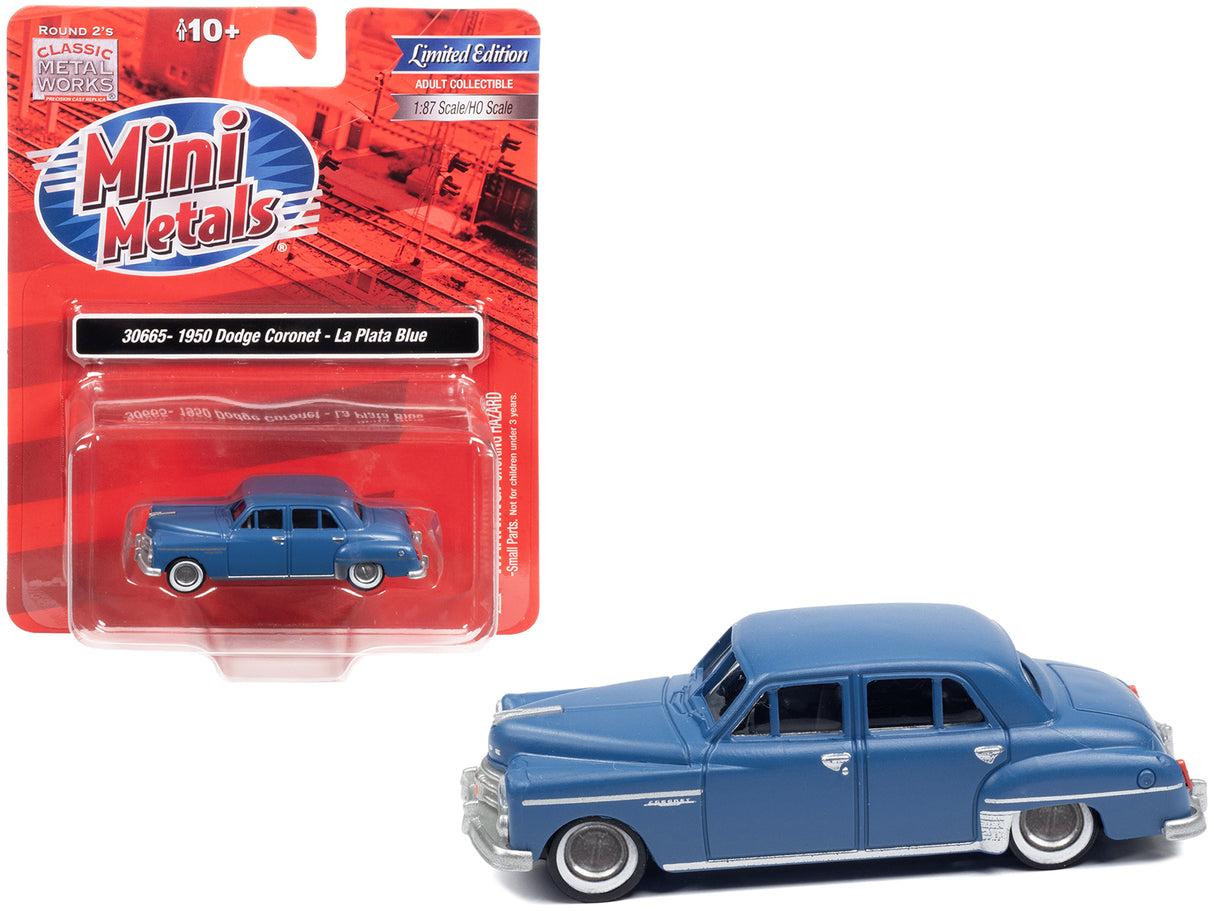 1950 Dodge Coronet La Plata Blue 1/87 (HO) Scale Model Car by Classic Metal Works