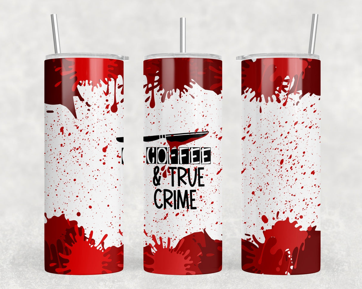 Coffee and True Crime|Skinny Tumbler|Optional Bluetooth Speaker| Speaker Color Varies by Rowdy Ridge Co