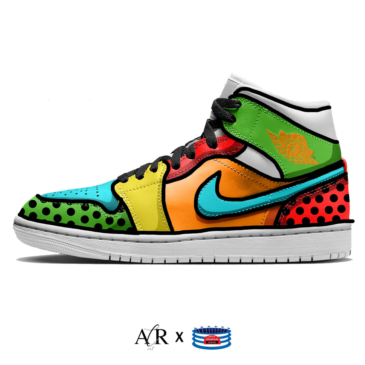 "Comic Book" Jordan 1 Mid Shoes by Stadium Custom Kicks