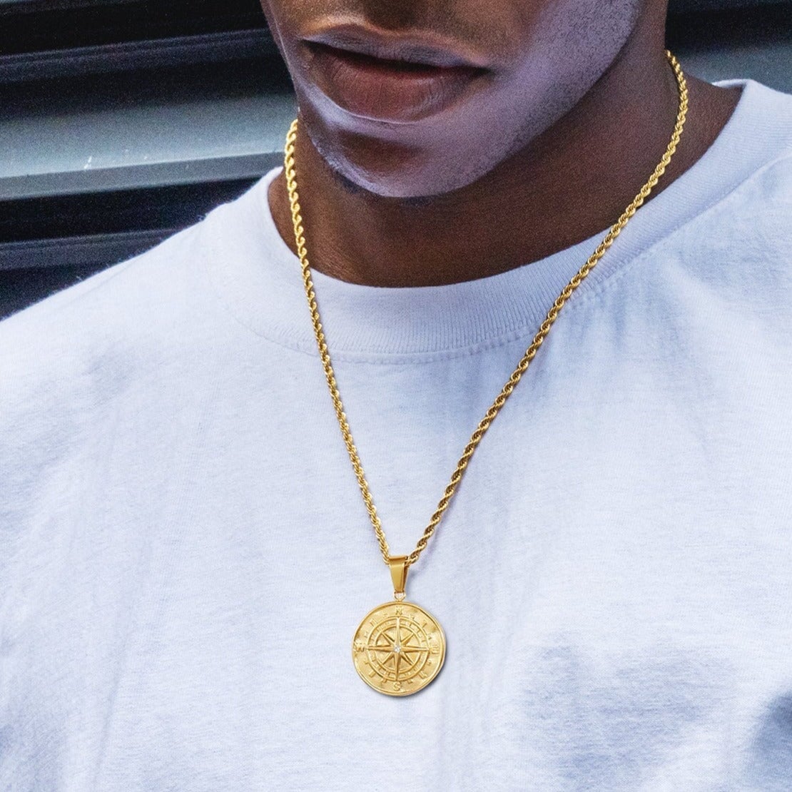 Compass Coin Pendant Necklace by Bling Proud | Urban Jewelry Online Store