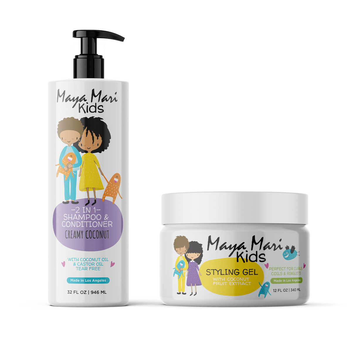 Maya Mari Kids 2in1 Shampoo + Conditioner with Tear-Free Formula and Bonus Hair Gel - Perfect for Kids Daily Hair Care Routines for Both Boys and Girls by  Los Angeles Brands