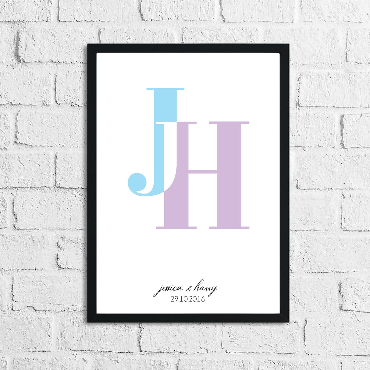 Personalised Colour Couple Initials New Home Wall Decor Print by WinsterCreations™ Official Store