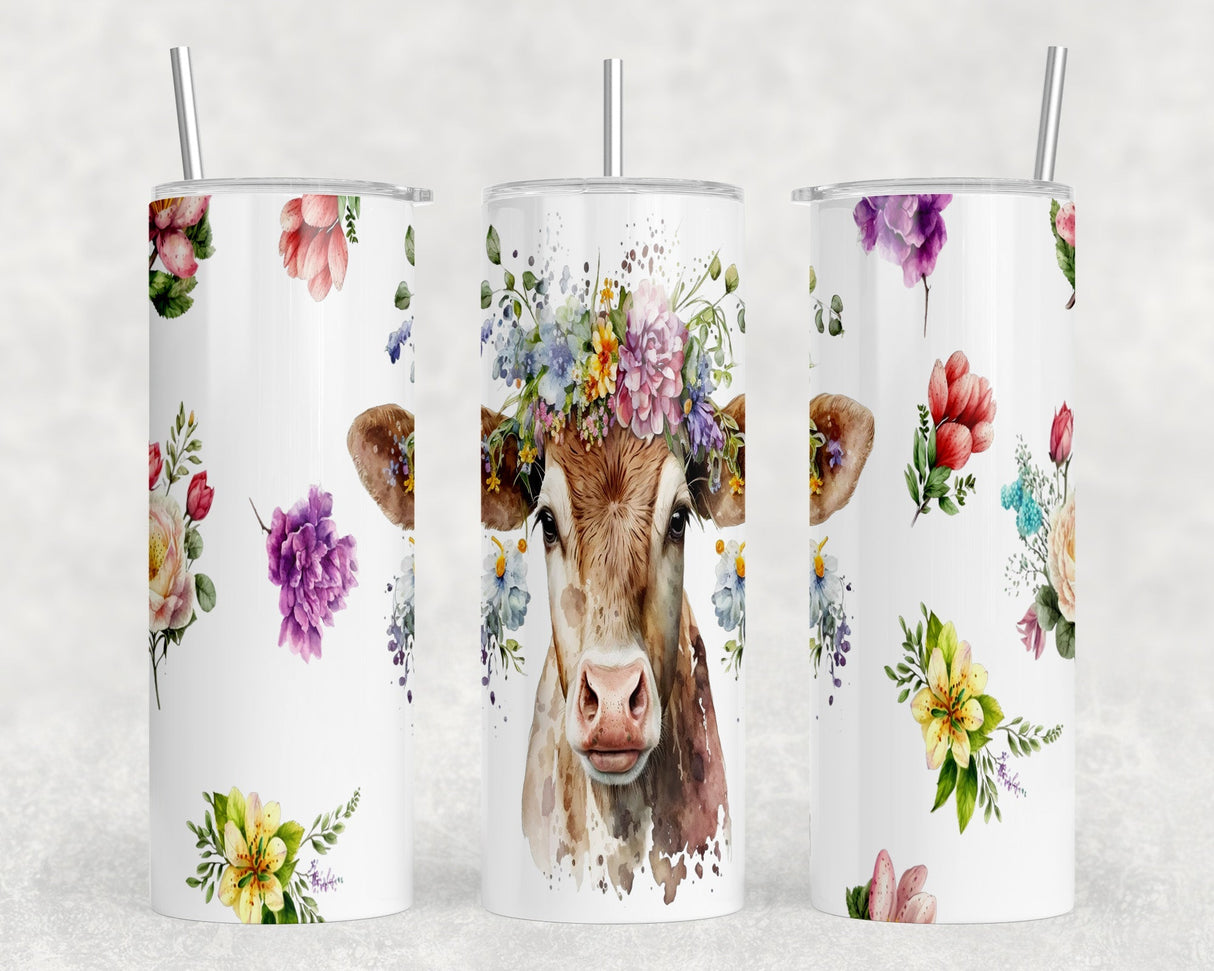 Cow|Skinny Tumbler|Optional Bluetooth Speaker| Speaker Color Varies by Rowdy Ridge Co