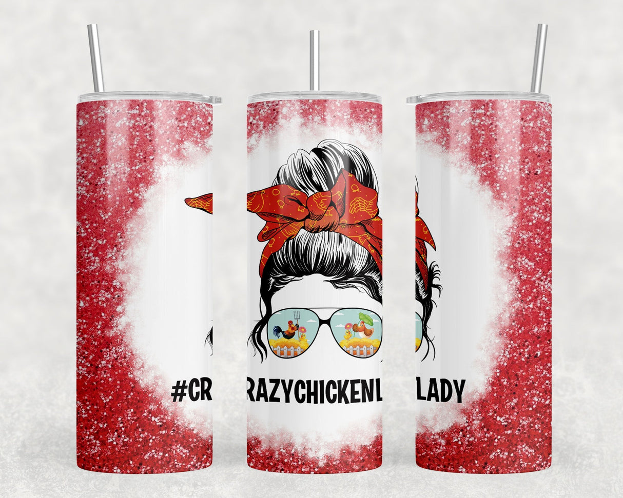 Crazy Chicken Lady - 20 oz Steel Skinny Tumbler - Optional Blue Tooth Speaker - Speaker Color will Vary by Rowdy Ridge Co