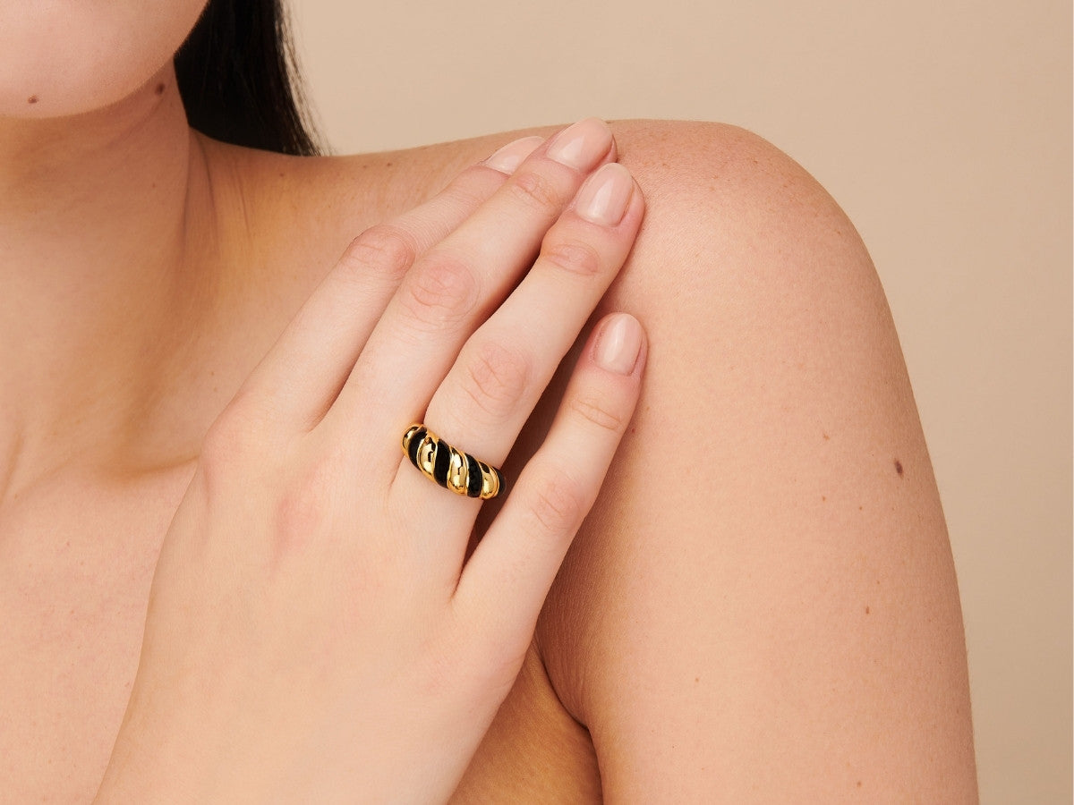 Croissant Dome Enamel Ring by Little Sky Stone