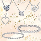 Crystal Heart Necklace for Women in Rose or White Gold by Hollywood Sensation®