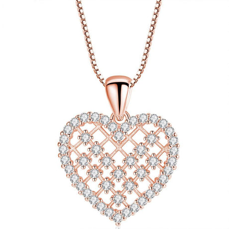 Crystal Heart Necklace for Women in White or Rose Gold by Hollywood Sensation®