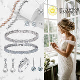 Crystal Heart Necklace White Gold with Cubic Zirconia Stones by Hollywood Sensation®