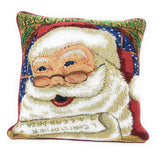 DaDa Bedding Naughty or Nice Santa Claus Christmas Woven Tapestry Throw Pillow Cover - 16" x 16" by DaDa Bedding Collection - Vysn