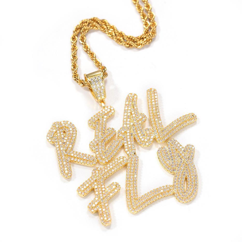 Custom Double Layers Iced Out Name Letters Pendant by Bling Proud | Urban Jewelry Online Store