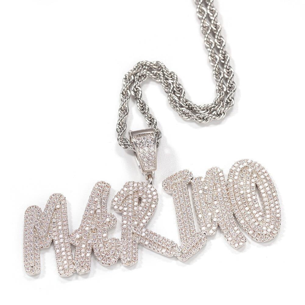 Custom Double Layers Iced Out Name Letters Pendant by Bling Proud | Urban Jewelry Online Store