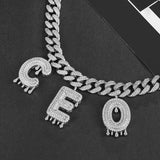 Custom Iced Out Cuban Link Chain with Drip Letter Charms by Bling Proud | Urban Jewelry Online Store