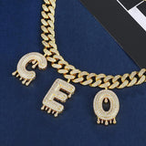 Custom Iced Out Cuban Link Chain with Drip Letter Charms by Bling Proud | Urban Jewelry Online Store